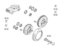 Brakes - Rear brake drum + bearings